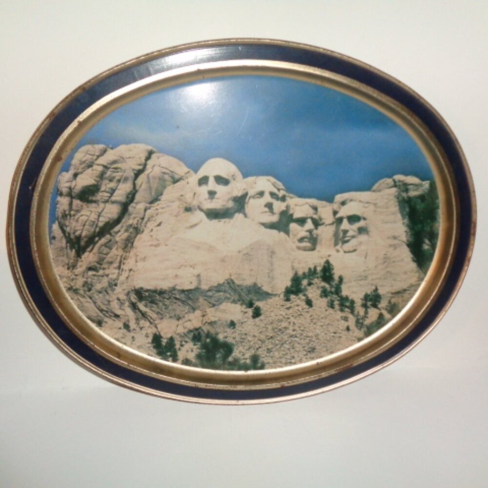 Vintage Metal Serving Tray, Mount Rushmore 1986, 14 x 12"